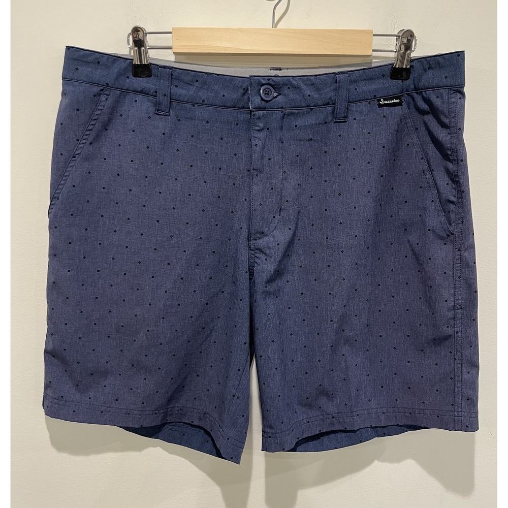 Swannies Shorts Mens 36 Blue Polka Dot Casual Golf Chino Performance Athleisure